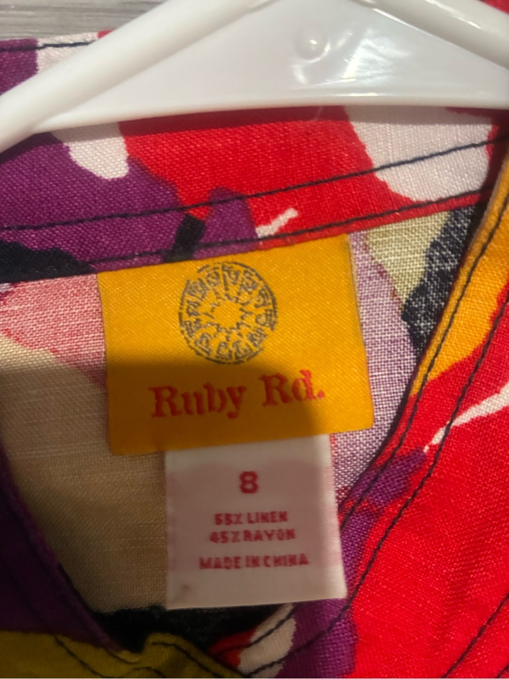 55‎ % linen Ruby Rd. Colorful Abstract Print Button-Front Jacket - Picture 3 of 6